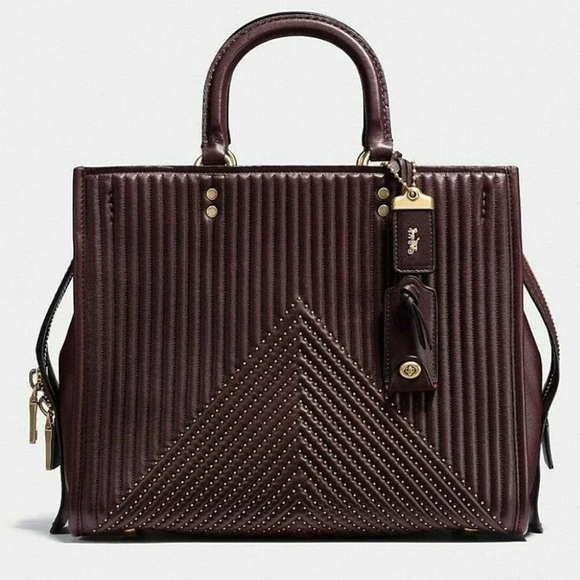 Coach Handbags - COACH OXBLOOD ROGUE W/QUILTING & RIVETS